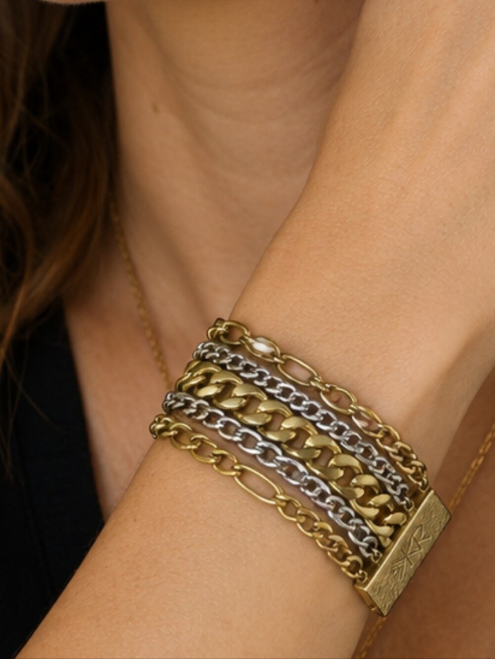 Silpada KR Collection Tough Luxe Mixed Metal Multi-Chain Bracelet